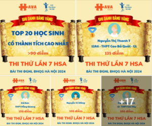 Top 20 thi thử lần 7 ĐGNL trên Hava