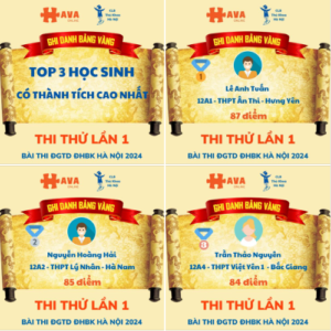 Top 3 thi thử lần 1 ĐGTD trên Hava