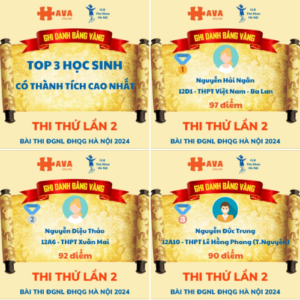 Top 3 thi thử lần 2 ĐGNL trên Hava