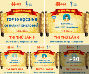 Top 30 thi thử lần 6 ĐGNL trên Hava