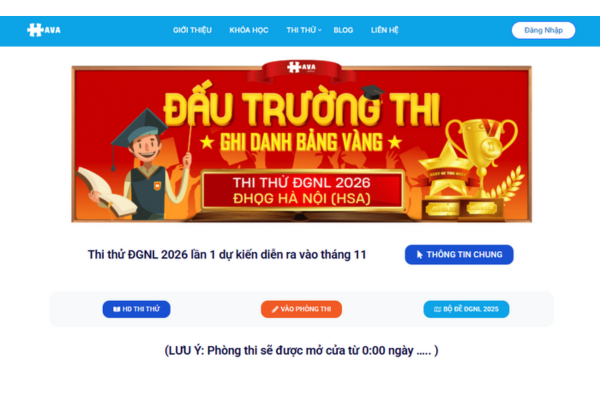 Thi thử ĐGNL 2026 miễn phí cùng HavaEdu: Hướng dẫn chi tiết đăng kí và làm bài thi Thi thử ĐGNL 2026 miễn phí cùng HavaEdu: Hướng dẫn chi tiết đăng kí và làm bài thi